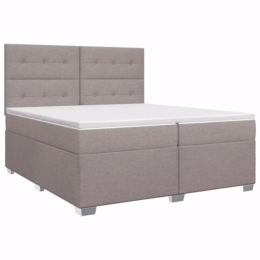 Letto box spring con materasso ibrido vidaXL in tessuto beige e grigio L/P: 200 x 200 cm – 2