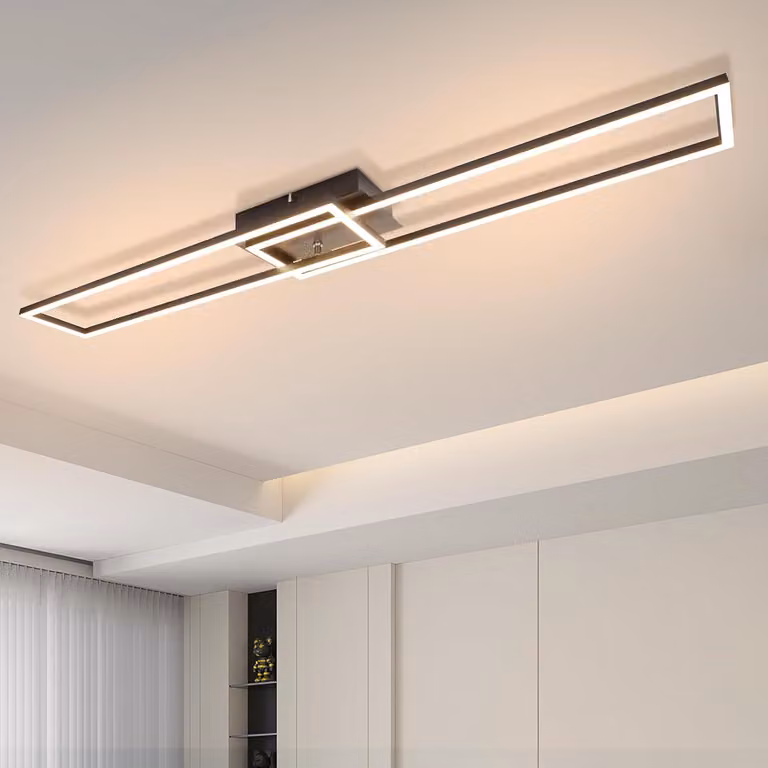 ZMH plafoniera LED plafoniera cornice nera camera da letto lampada moderna 32W 3000K sala da pranzo lampada bianco caldo rettangolare per soggiorno sala da pranzo