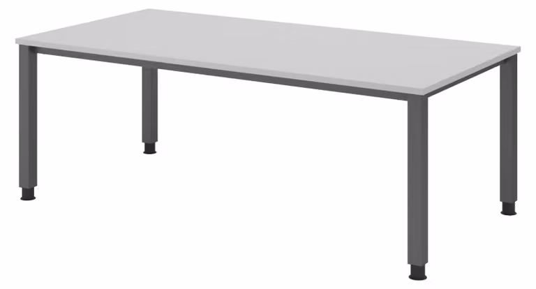Scrivania bümö Serie Q - Struttura: grafite, finitura: grigio, dimensioni: 200 x 100 cm