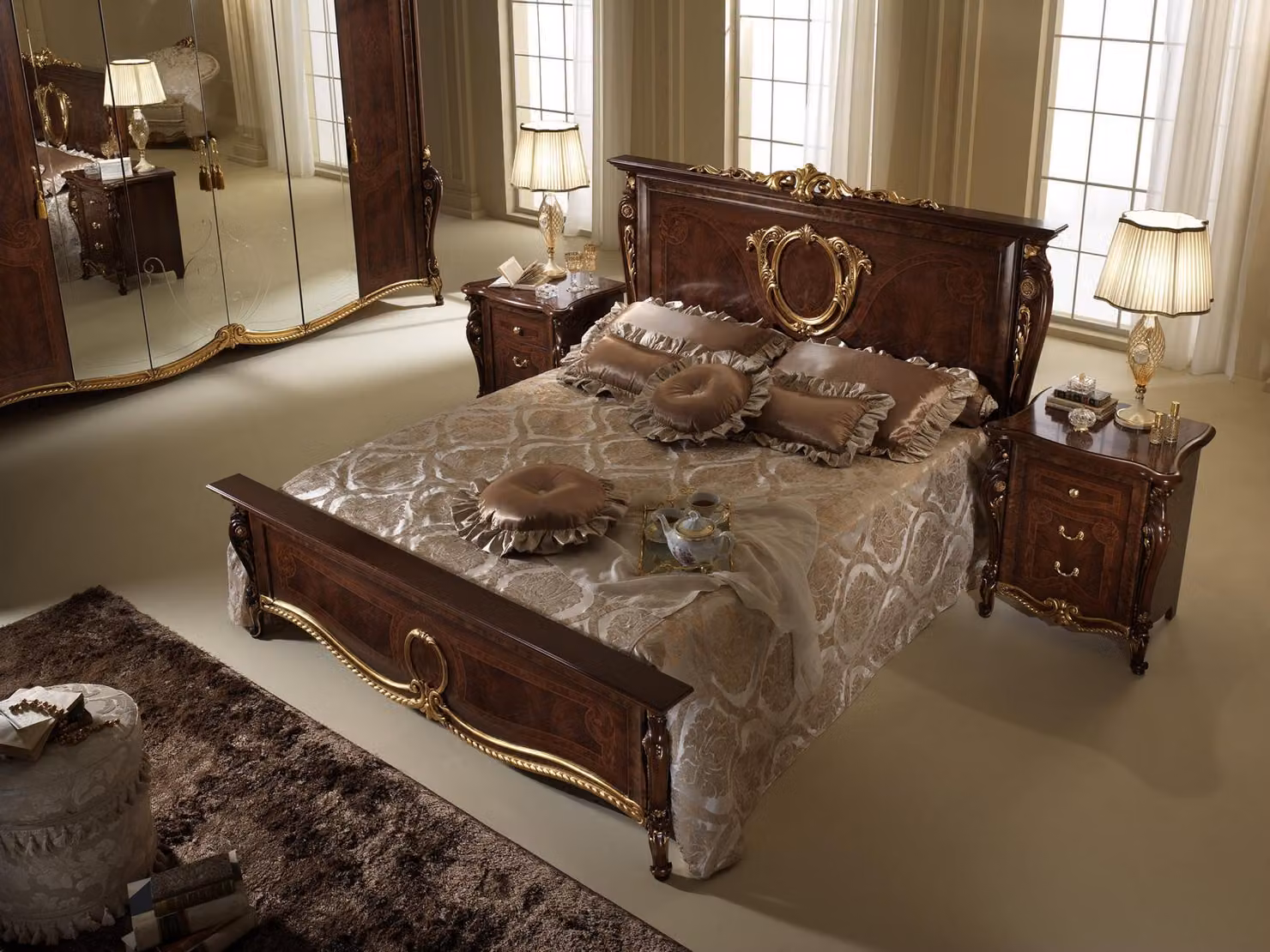 Bett Polster Klassische Doppelbett 180x200cm Holz Hotel Betten Schlafzimmer