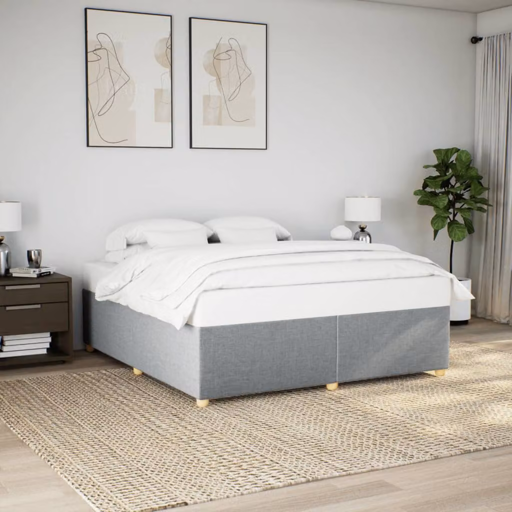 vidaXL Giroletto senza Materasso in Tessuto Grigio con Listelli in Legno L: 180 cm, P: 200 cm – 1