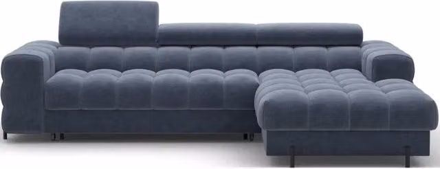Divano ad angolo destro convertibile Meublorama Blu con funzione letto e poggiatesta regolabile L/P/H: 285 x 99 x 181 cm
