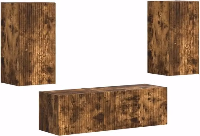 Set di Mobiletto da TV a Parete 4 pz | Armadietto TV | Mobile Porta TV Rovere fum¨¦