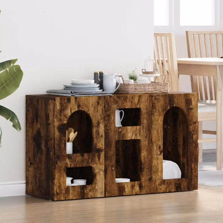 Credenza moderna vidaXL ELST in rovere fumo, L 100 x P 35 x H 59 cm
