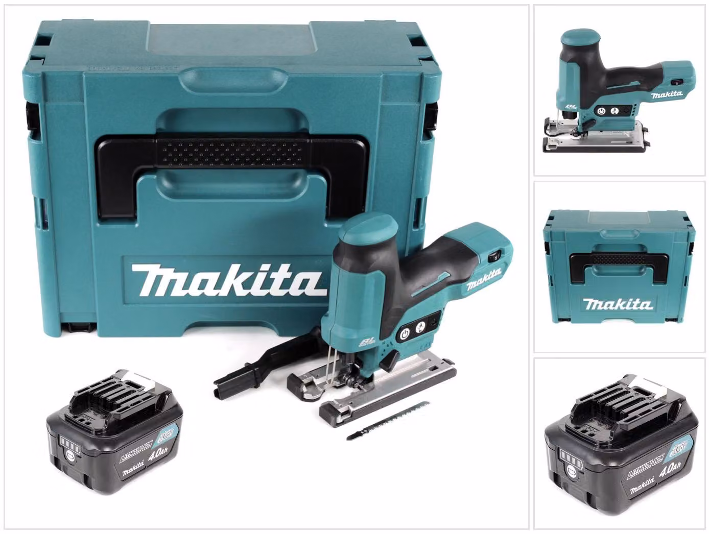 Makita JV 102 DM1J Seghetto alternativo a batteria 10,8 V in Makpac + 1x batteria 4,0 Ah - senza caricabatteria