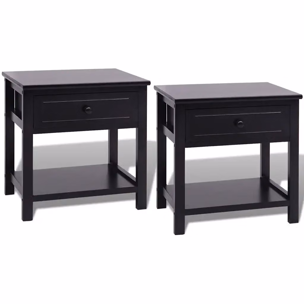 Set di 2 comodini moderni vidaXL in legno nero opaco – 2