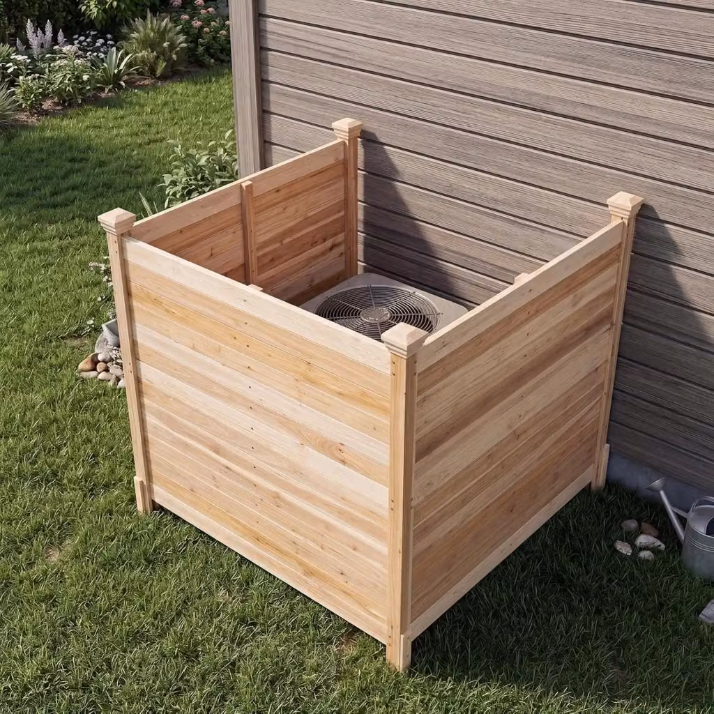 Recinzione da giardino Costway in legno massello a 3 pannelli, schermo ventilato per esterno per coprire bidoni e attrezzature, colore marrone e beige – 2