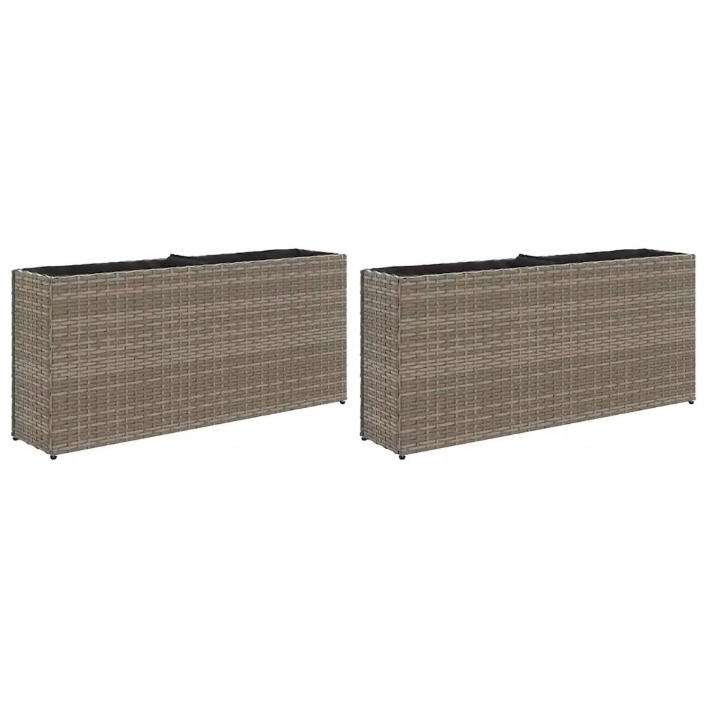 Fioriere da Giardino VIDAXL con 2 Vasi in Polyrattan Grigio L: 90 cm, P: 20 cm, H: 40 cm – 2