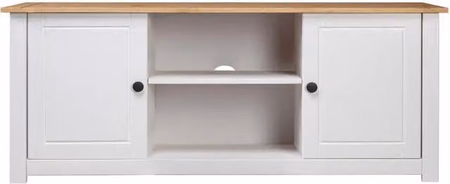 Mobile TV Panama Range in legno massello di pino bianco stile rustico L 120 cm x P 40 cm x H 50 cm