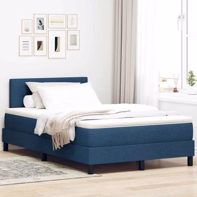 Letto ibrido con testiera in tessuto blu vidaXL L/P: 120 x 200 cm – 1