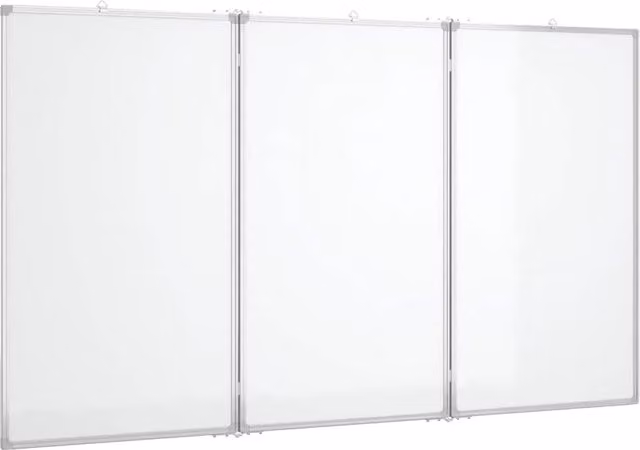 Lavagna magnetica bianca pieghevole in alluminio per scuola, casa o ufficio, L 180 x P 100 x H 1,7 cm