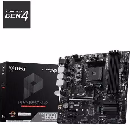 Msi mb pro b550m-p,b550,am4,4ddr4,1pci-ex16,2pci-ex1, 2m.2,4sata3,7usb3.2 gen1,6usb2.0,hd - 911-7C95-201