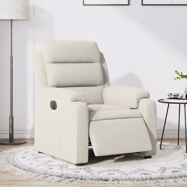 Poltrona Elettrica Reclinabile vidaXL in Velluto Beige con Braccioli e Funzione Auto-Return