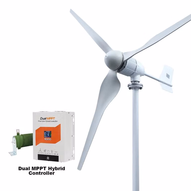 Turbina eolica da 6000 W - Generatore eolico SM6-6000 - Sistema a 48 V - 3 pale - Avvio a partire da 2 m/s - Con Super Controller - Bianco