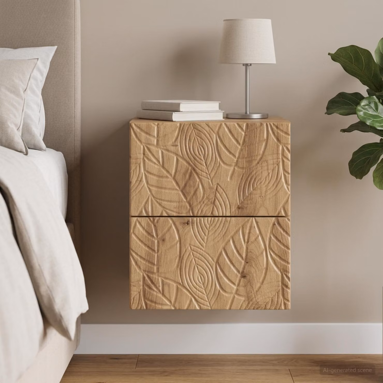 vidaXL Mobiletto da notte sospeso in Rovere moderno L: 34,5 cm, P: 33 cm, H: 40 cm