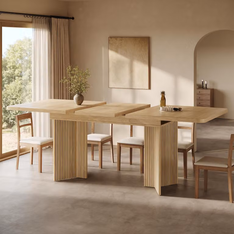Tavolo allungabile okwish, 120–160 cm, tavolo da cucina con gambe a forma di "V", adatto per cucina o sala da pranzo, in legno