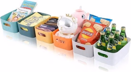 Set di contenitori piccoli, 6 pezzi, 25x17x11 cm, colorati, per cucina e ufficio