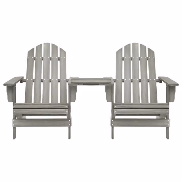 Sedie da Giardino | Sedie da Esterno Adirondack con Tavolino in Legno Abete Grigio