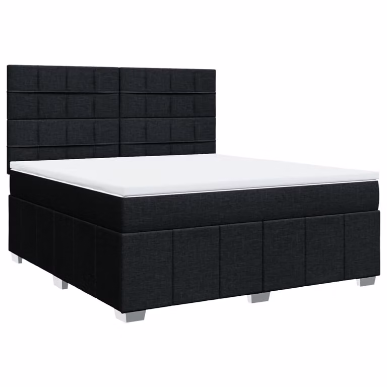 Giroletto a Molle con Materasso Nero 180x200 cm in Tessuto