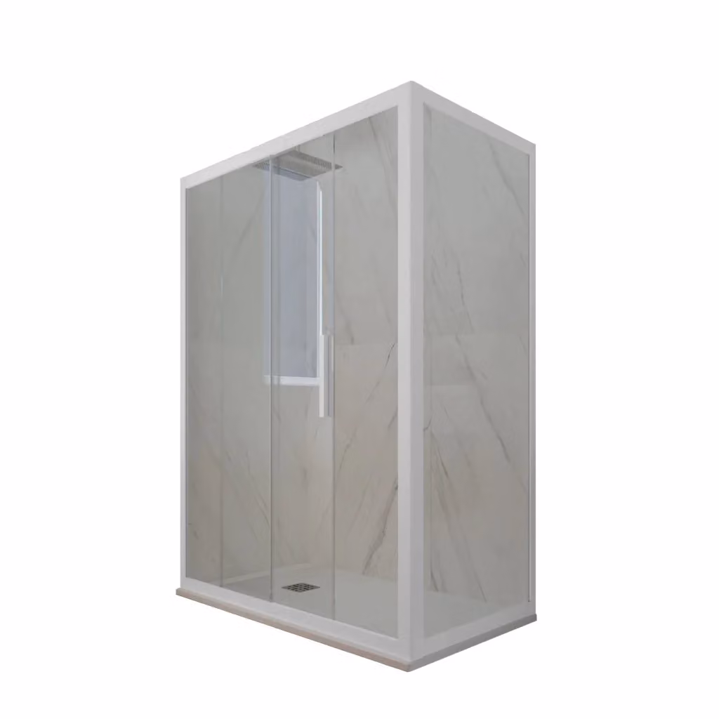 Box doccia scorrevole rettangolare FORTE mod. Deco Duo con vetro trasparente e profilo bianco matt, L/P/H: 75 x 160 x 200 cm – 2