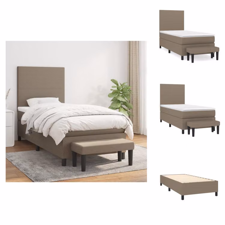 vidaXL Letto a molle con materasso Taupe 80x200 cm in tessuto - Letti e strutture letto