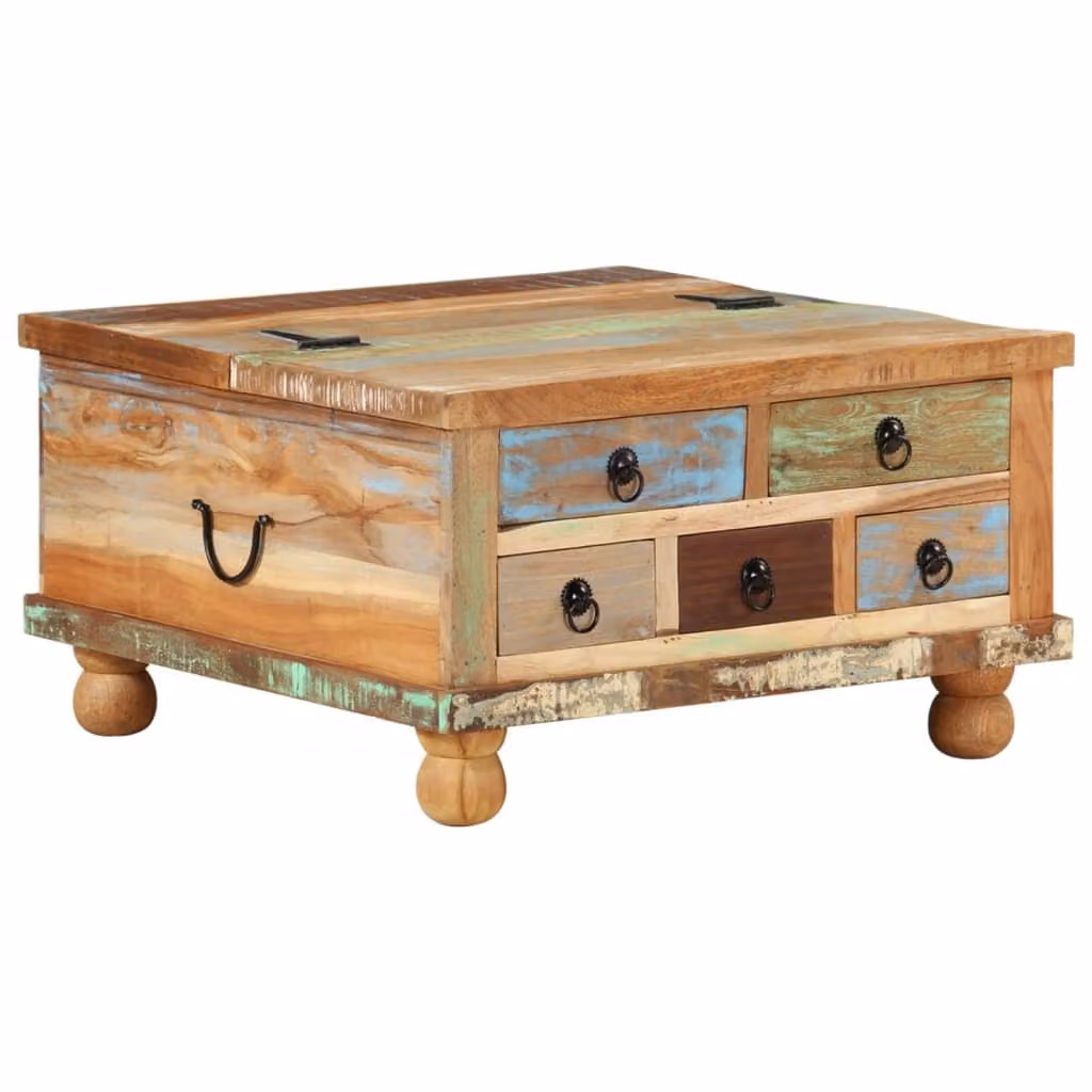 The Living Store tavolino in legno di recupero 70x70x38 cm