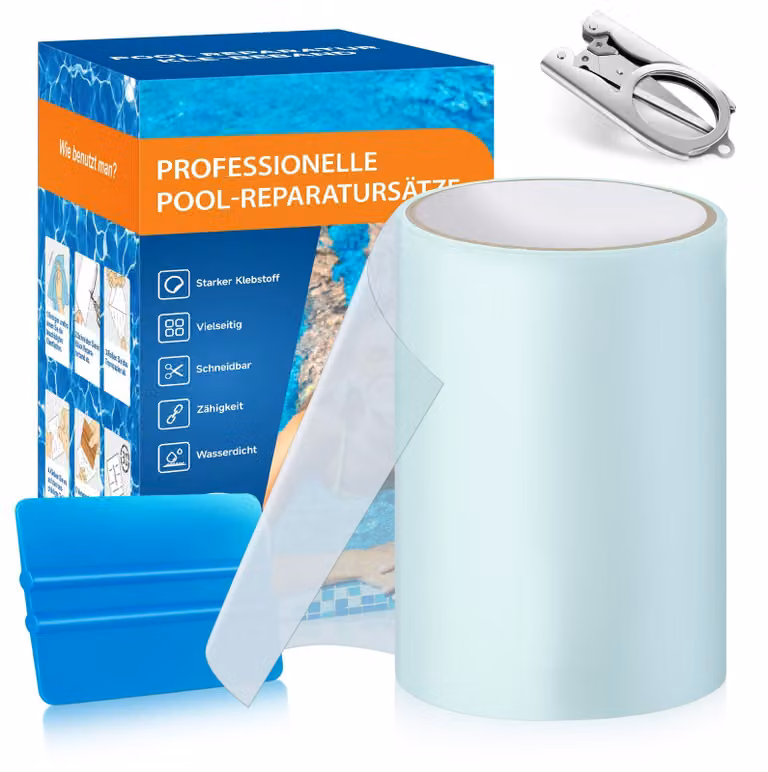 Kit di riparazione per piscine con nastro adesivo trasparente per uso subacqueo, dimensioni 15 cm x 250 cm