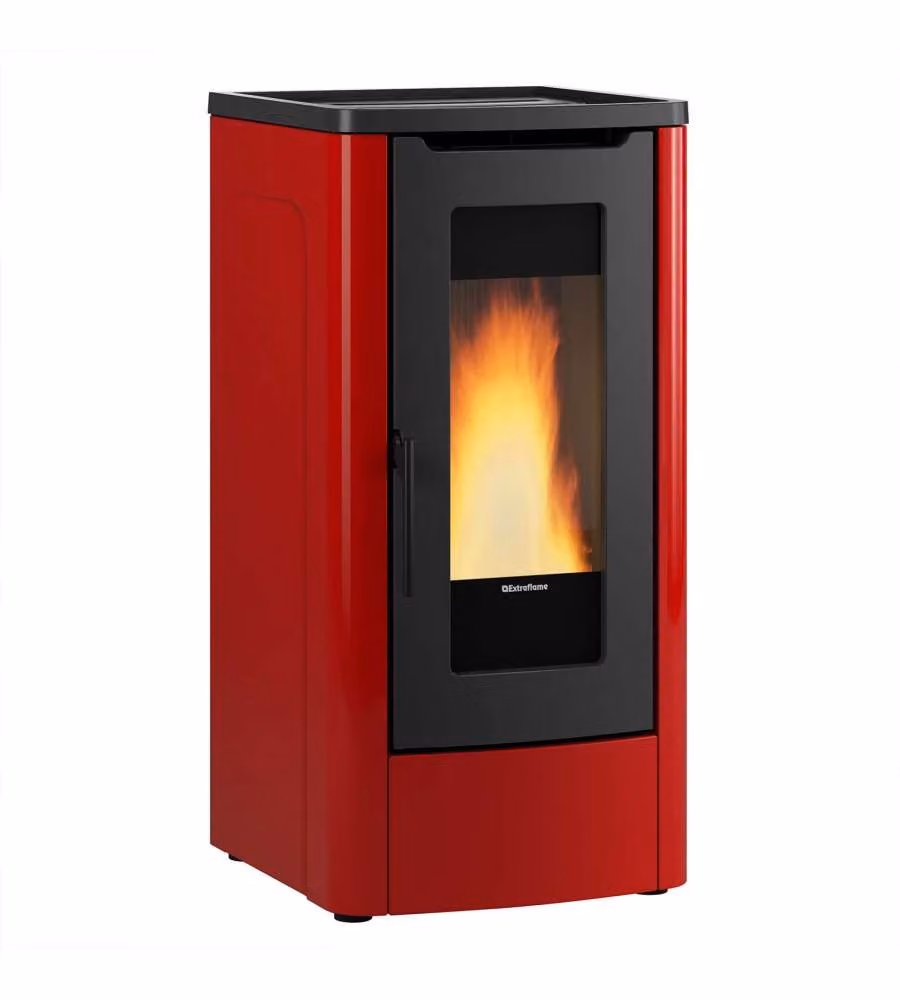Stufa a pellet Extraflame Dahiana 5 Plus canalizzabile 10 kW colore Bordeaux L: 52,5 cm, P: 60 cm, H: 108 cm – 1