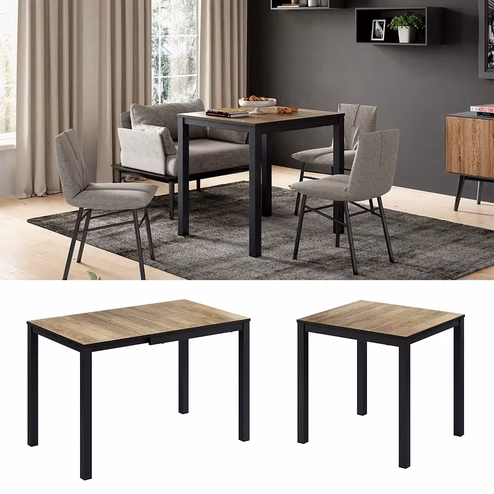 Tavolo da pranzo allungabile Vicco Granny in stile rustico, colore marrone e antracite, L: 80-120 cm, P: 70 cm, H: 76 cm – 2