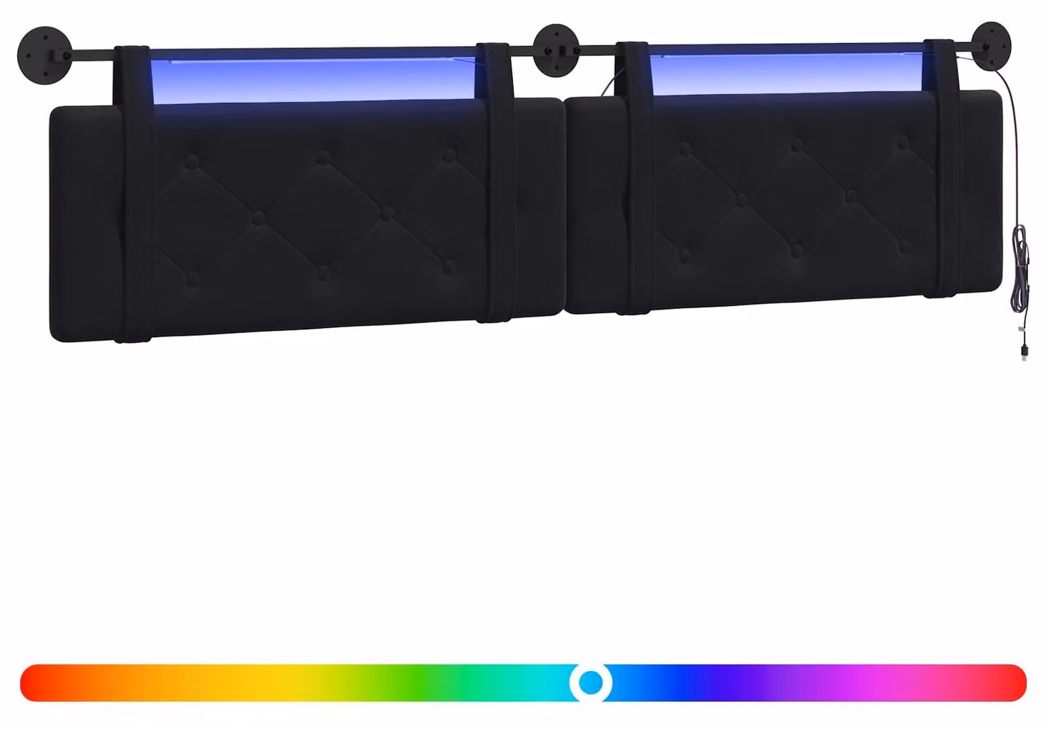 Testiera sospesa Con luce LED Nero Velluto