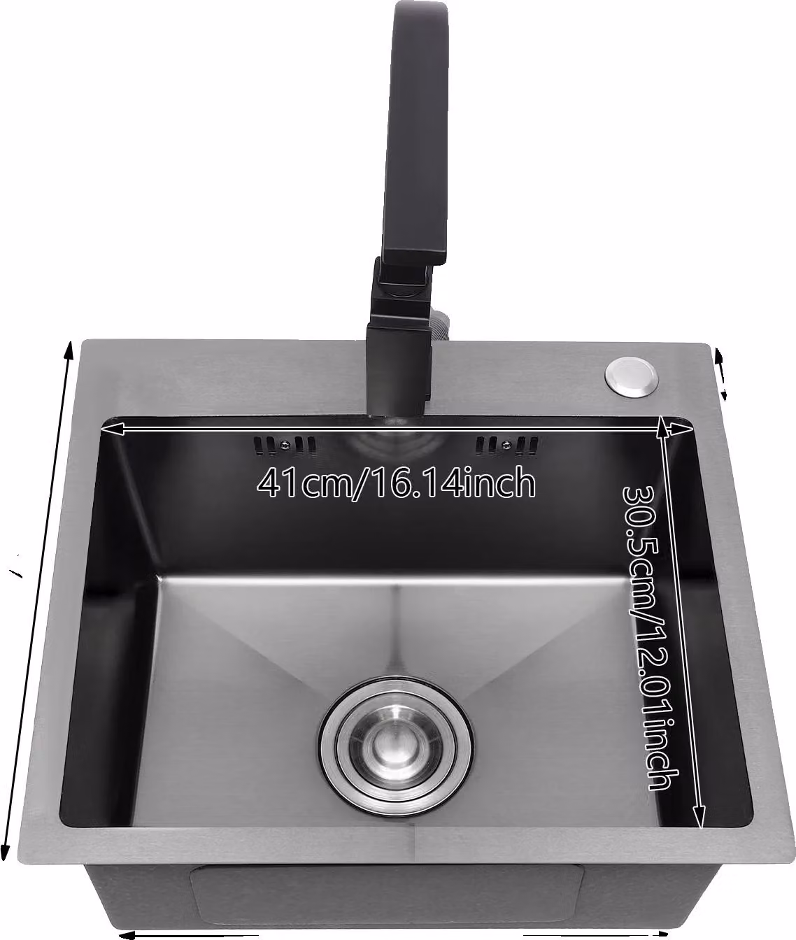 Lavello da cucina, in acciaio inossidabile, con rubinetto girevole, colore nero