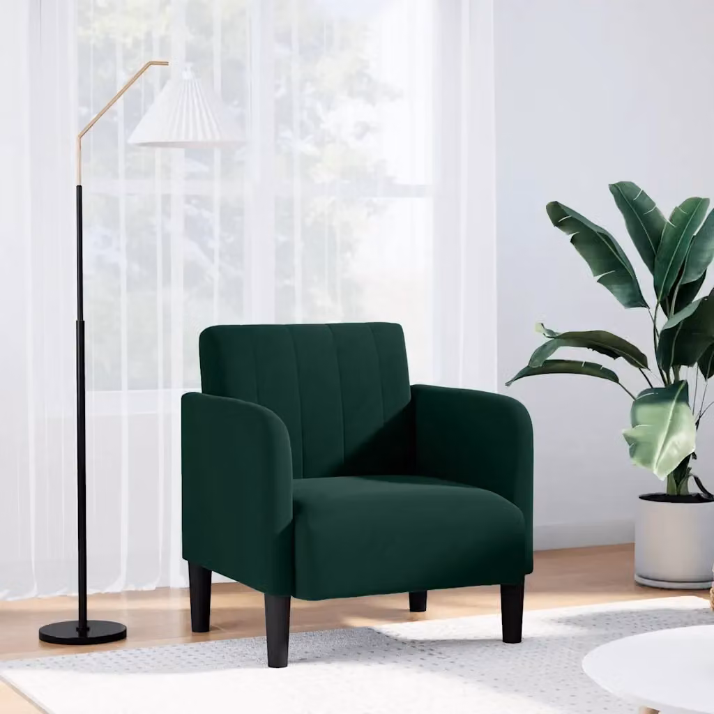 Poltrona moderna in velluto verde con braccioli per soggiorno e ufficio – 2