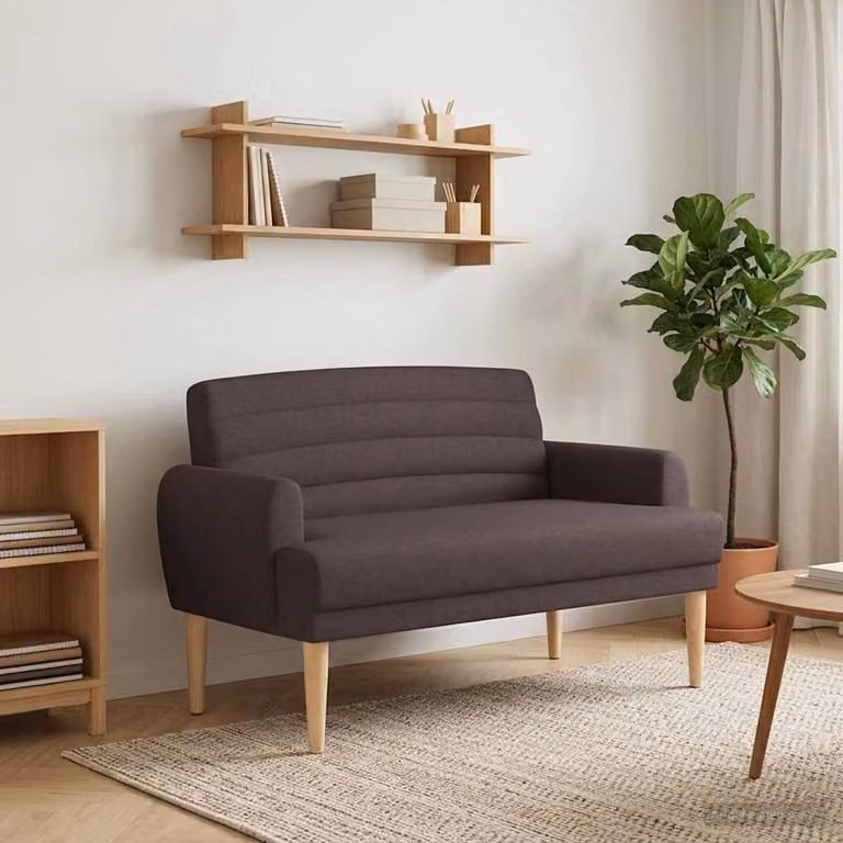 vidaXL Loveseat moderno in tessuto marrone con bottoni imbottiti L: 116 cm, P: 67 cm, H: 80 cm