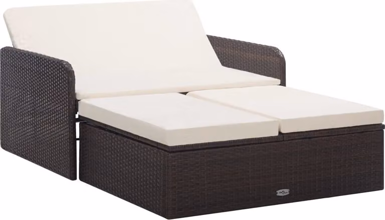 The Living Store Set salotto da giardino 2 pezzi con cuscini in poly rattan marrone