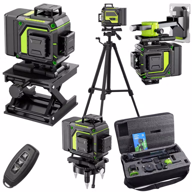 Livella laser a 16 linee, con autolivellamento, portata di 360 gradi su 4 lati, corpo in metallo, laser verde, adatta per interni ed esterni
