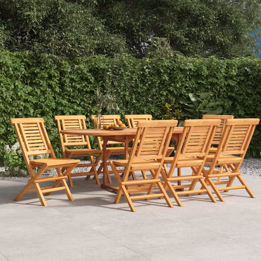 Set di 8 sedie pieghevoli vidaXL in legno di teak marrone per giardino, L/P/H: 47 x 63 x 90 cm
