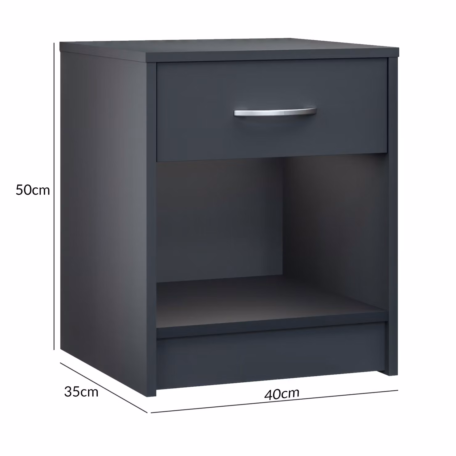 Set di 2 comodini Hamburg Casaria colore antracite L 50 cm x P 40 cm x H 35 cm – 2