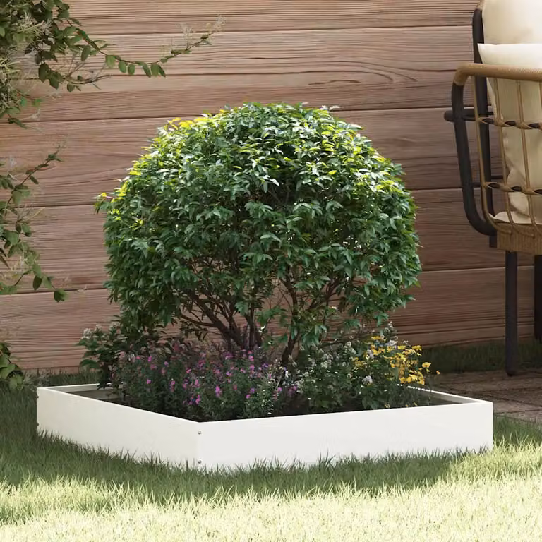 Set di 6 bordure per prato vidaXL in acciaio bianco, L/P/H: 60 x 60 x 13 cm