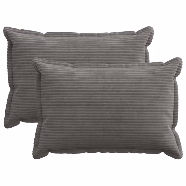 Set di 2 federe vidaXL HOUTEN in velluto a coste grigio scuro, L 50 cm x P 75 cm