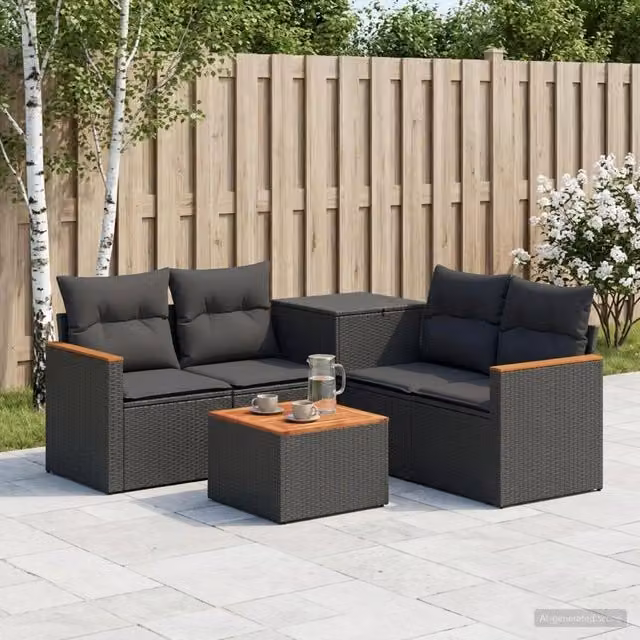 Set di divani 6 pz Nero 55 x 55 x 37 cm 3447610