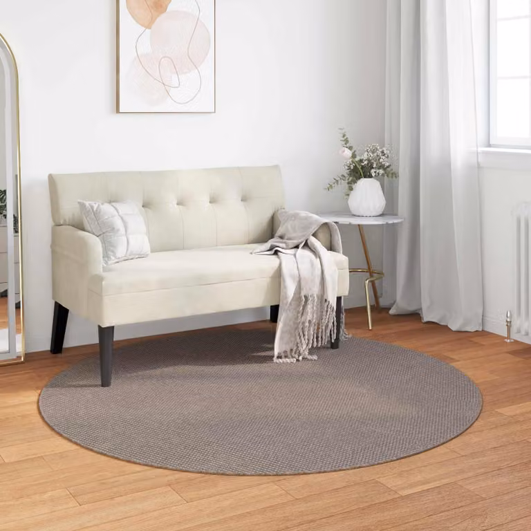 Tappeto rotondo per interni vidaXL LUGO Crema e Taupe in poliestere, Ø 120 cm