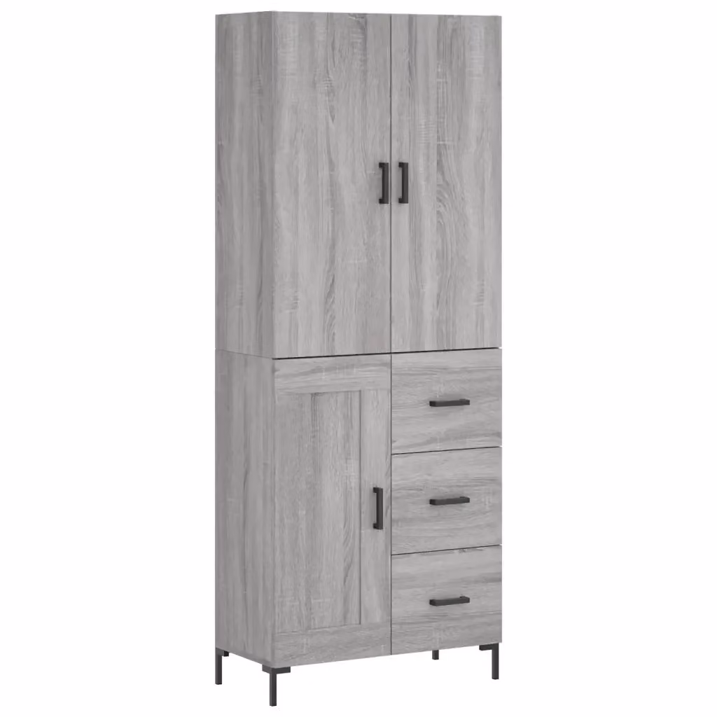 Credenza moderna vidaXL in legno e metallo, Grigio, L: 69,5 cm, P: 34 cm, H: 180 cm – 2