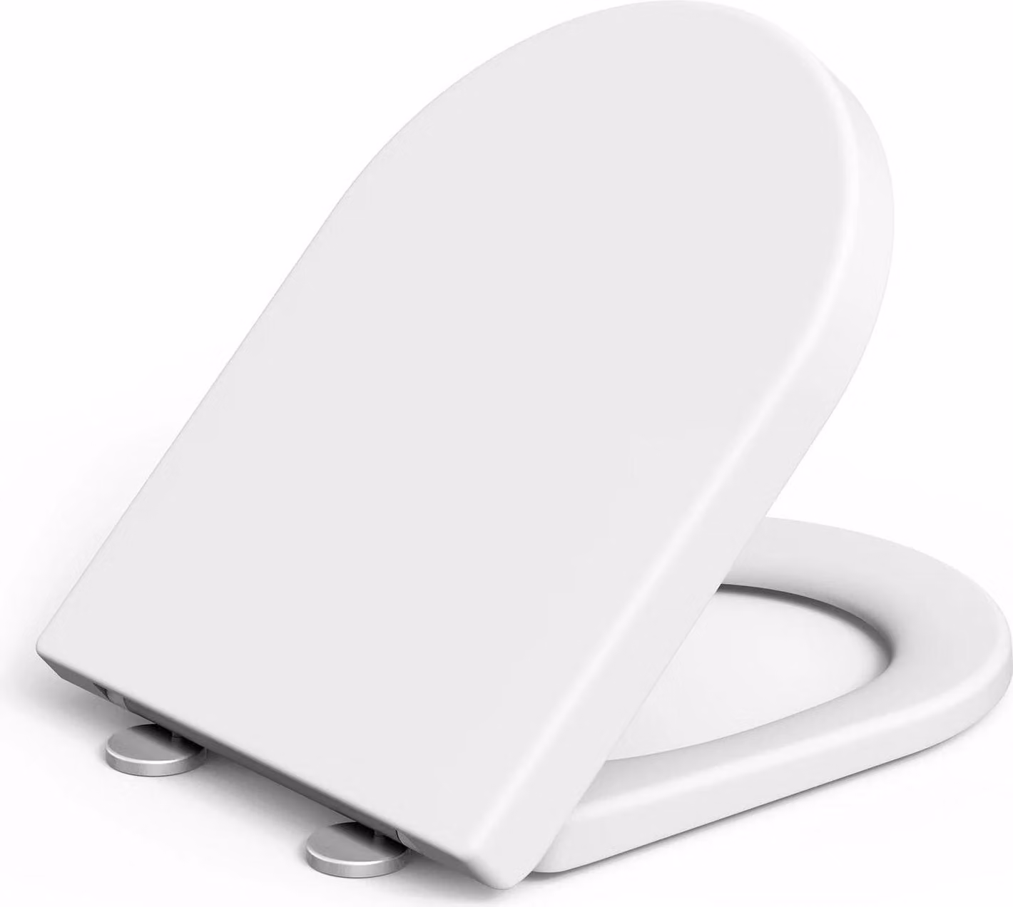Copertura per WC - Forma a "D" ampia - Sistema di chiusura rallentata - Chiusura rapida - Plastica PP - Facile da montare - Facile da pulire - Bianco