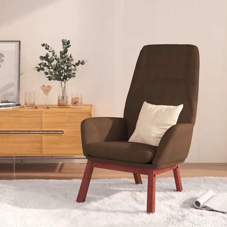 vidaXL Poltrona Relax Marrone in Tessuto con Braccioli e Struttura in Legno e Metallo