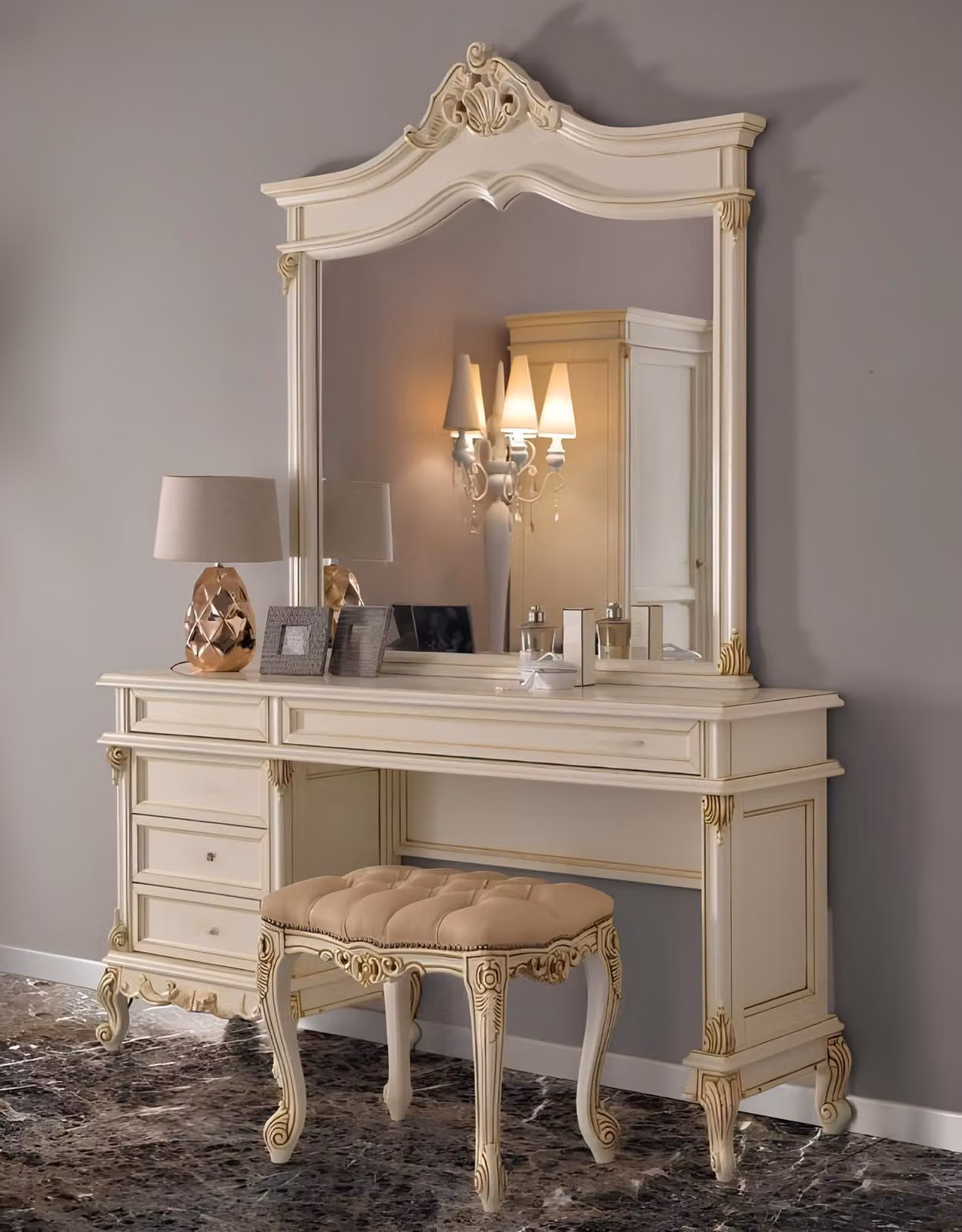 Hocker Designer Luxus Barock Rokoko Polster Bank Sitz Sitz Relax Antik Stil