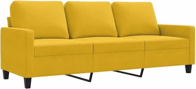 Divano | Divano da soggiorno | Sofa a 3 Posti Giallo 180 cm in Velluto