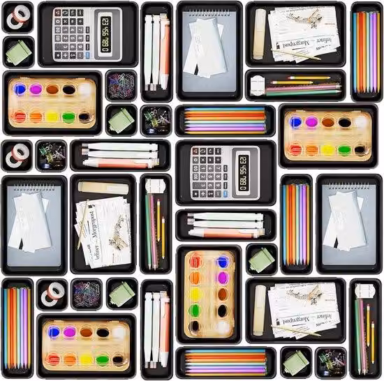 Set di organizer per cassetti Famanu, composto da 25 pezzi e disponibile in 4 diverse dimensioni, ideale per l'ufficio, la cucina, la camera da letto e il bagno