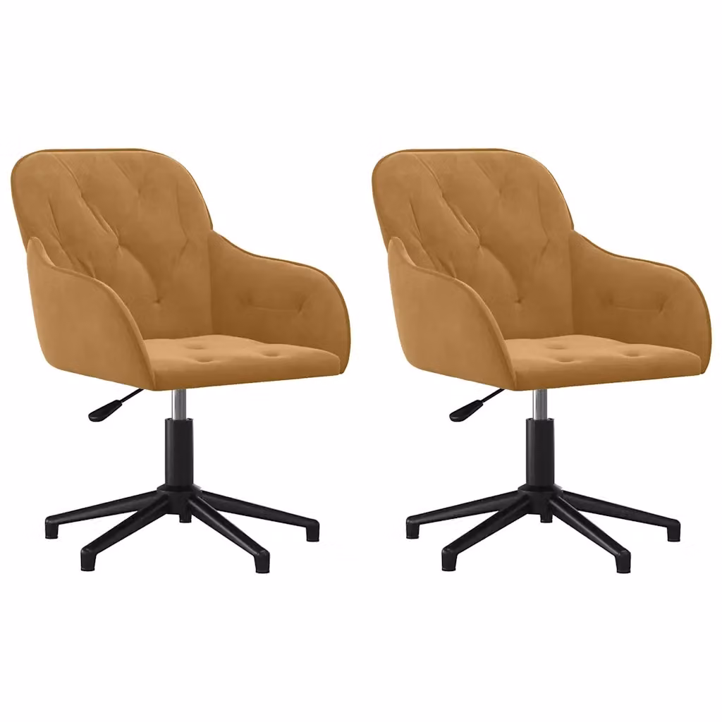 Set di 2 sedie da pranzo girevoli vidaXL in velluto marrone con struttura in metallo e MDF – 2