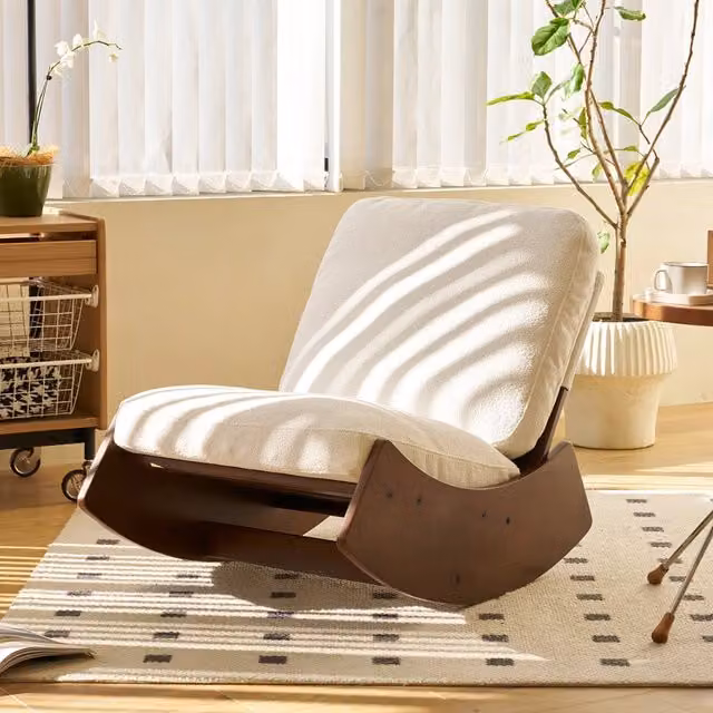 Sedia a dondolo imbottita set da 2 ¨C Minimal ¨C struttura in legno, adatta soggiorno camera