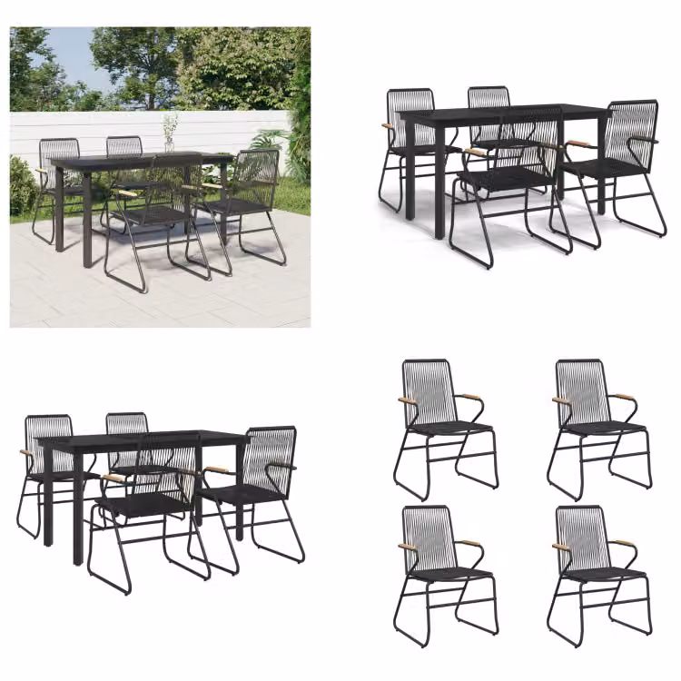 vidaXL Set da pranzo da giardino 5 pezzi in PVC rattan nero - Set da pranzo da giardino - Set da pranzo da giardino - Set da pranzo da terrazza